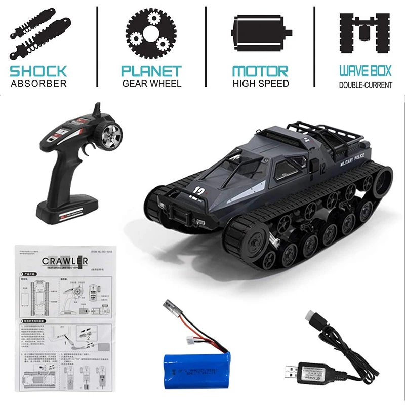 Remote Control Crawler High Speed Tank Off-Road 4WD RC Car 2.4 Ghz RC Army Truck 1/12 Drift Tank RC Tank for Kids Adults