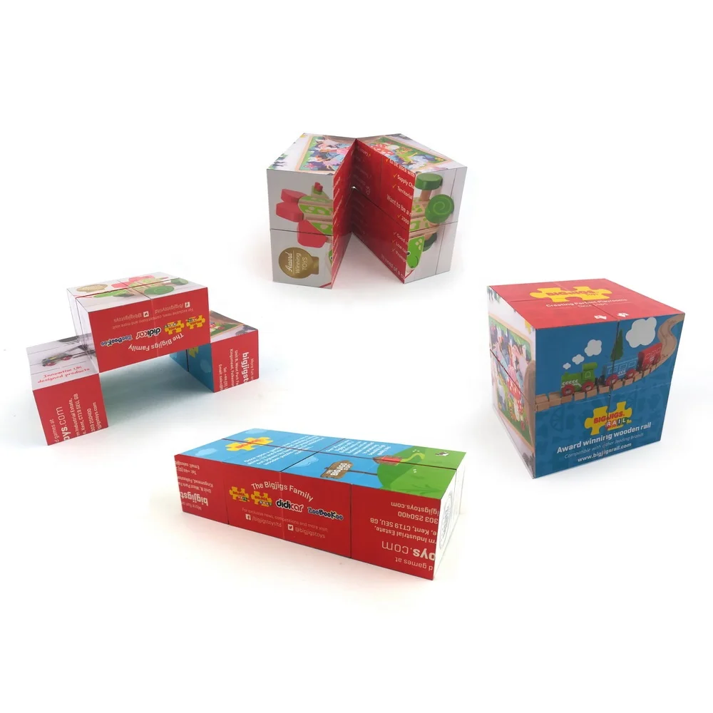 Logo Custom Plastic Paper Foldable 3D Puzzle Cubes Side Length 6cm Square Folding Changeable Magnetic Magic Cubes Without Magnet