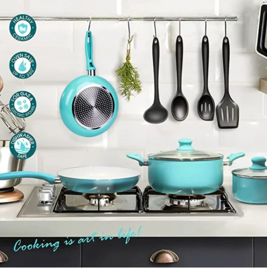 ECO-Friendly Aluminum Alloy ceramic coating cookware sets with cd bottom