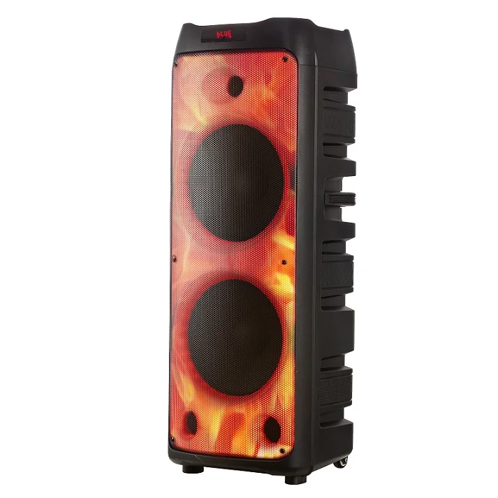 100W Dual 12 inch Bluetooth/USB/TF/FM/AUX/Mic/Karaoke portable speaker with Hi-Fi classic D amplifier system