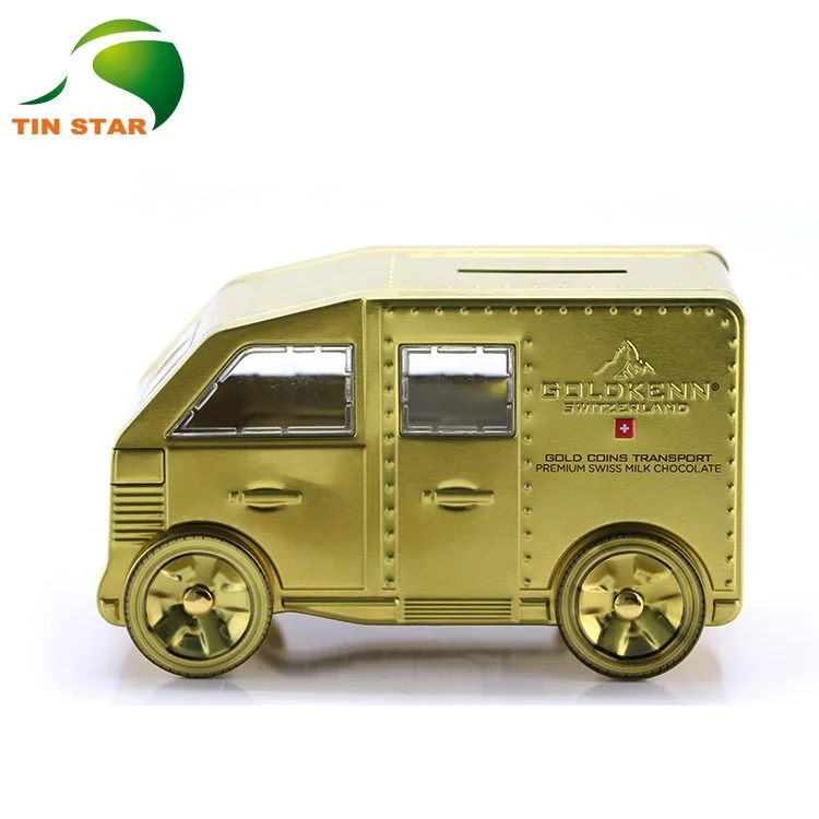 Factory Manufacturer Custom Metal Packaging Car Shape Gift Money Bank Tin With Slot