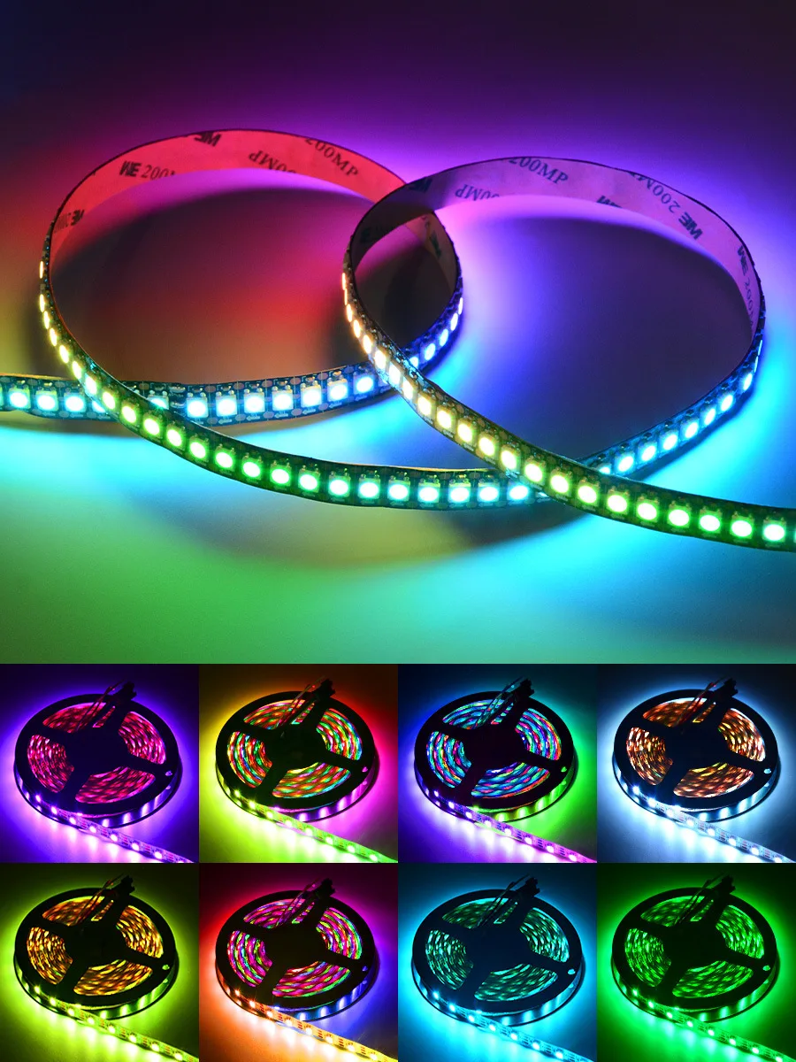 Factory hot selling5050RGB full color flowing light strip DC5V programming fireworks ambient WS2812b light strip