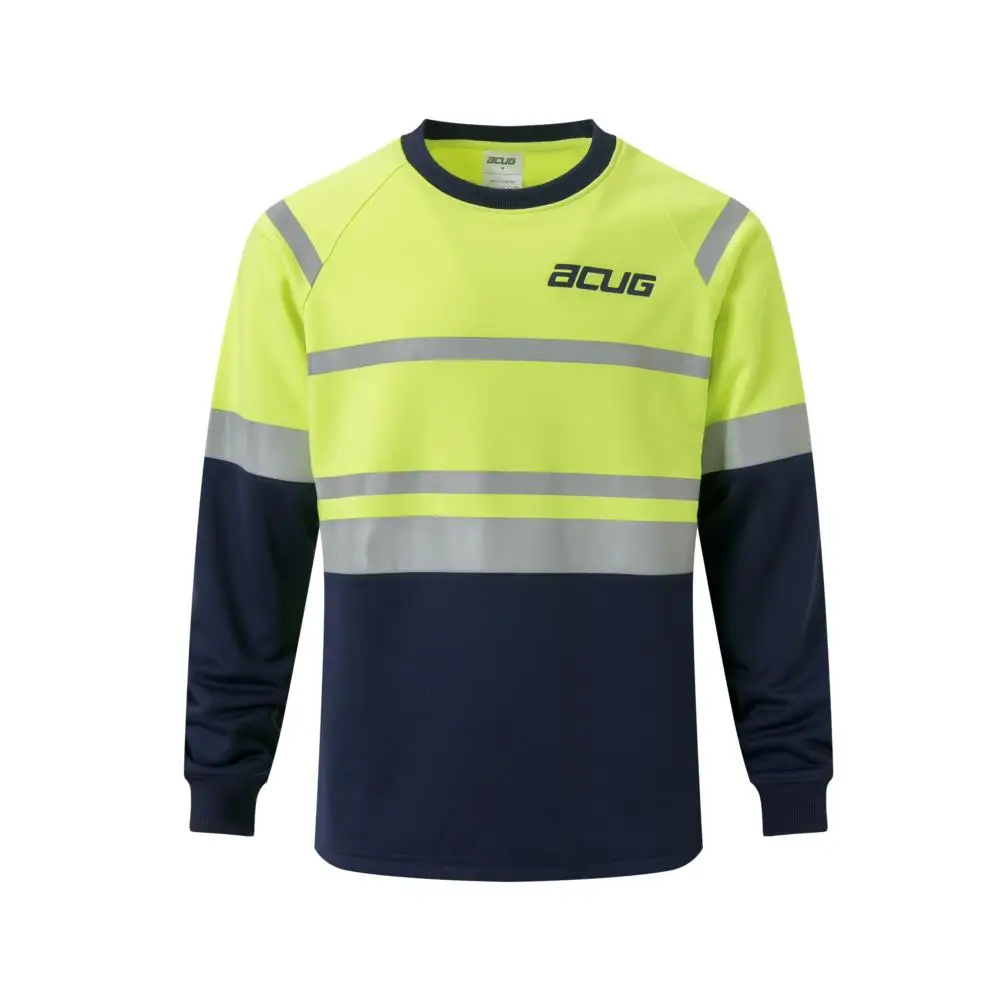 High Quality Custom logo Polyester Fleece reflective tape printing sweatshirt heavy weight safety Hi-vis  Pullover hoodie