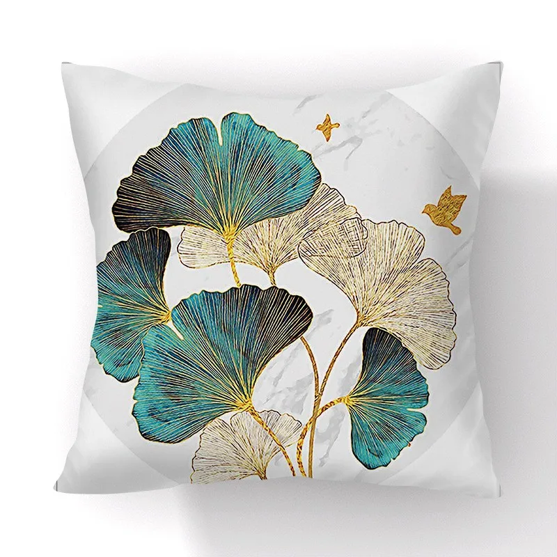 Amazon hot selling velvet leaf design fancy cushion covers decorative home luxury sofa seat cushion cover