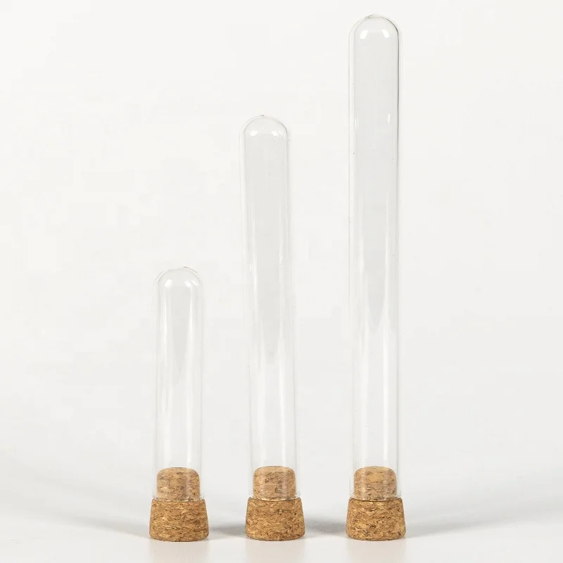 D15mm amber&clear Borosilicate glass tube with airtight wooden cork for dry flower&candy&spices