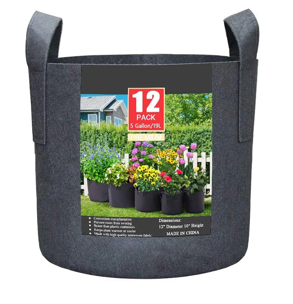 Heavy duty 3 5 7 10 15 20 25 30 45 50 100 gallon vegetable tomato potato plant garden non woven felt fabric pot planter grow bag