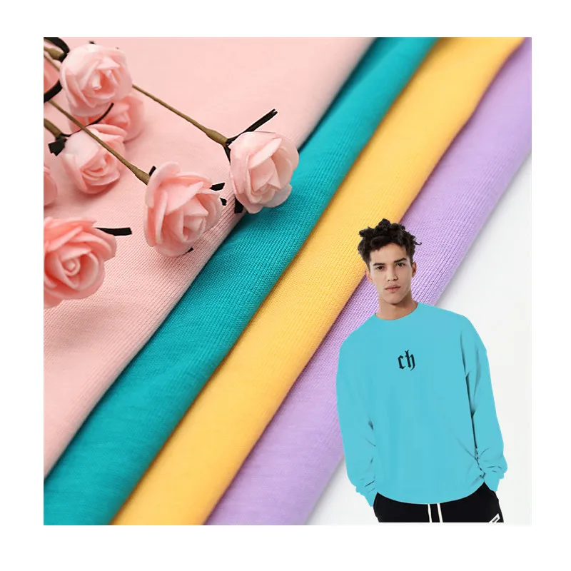 Manufacturers wholesale 26s double yarn thick cotton kint jersey fabric for oversize t-shirt