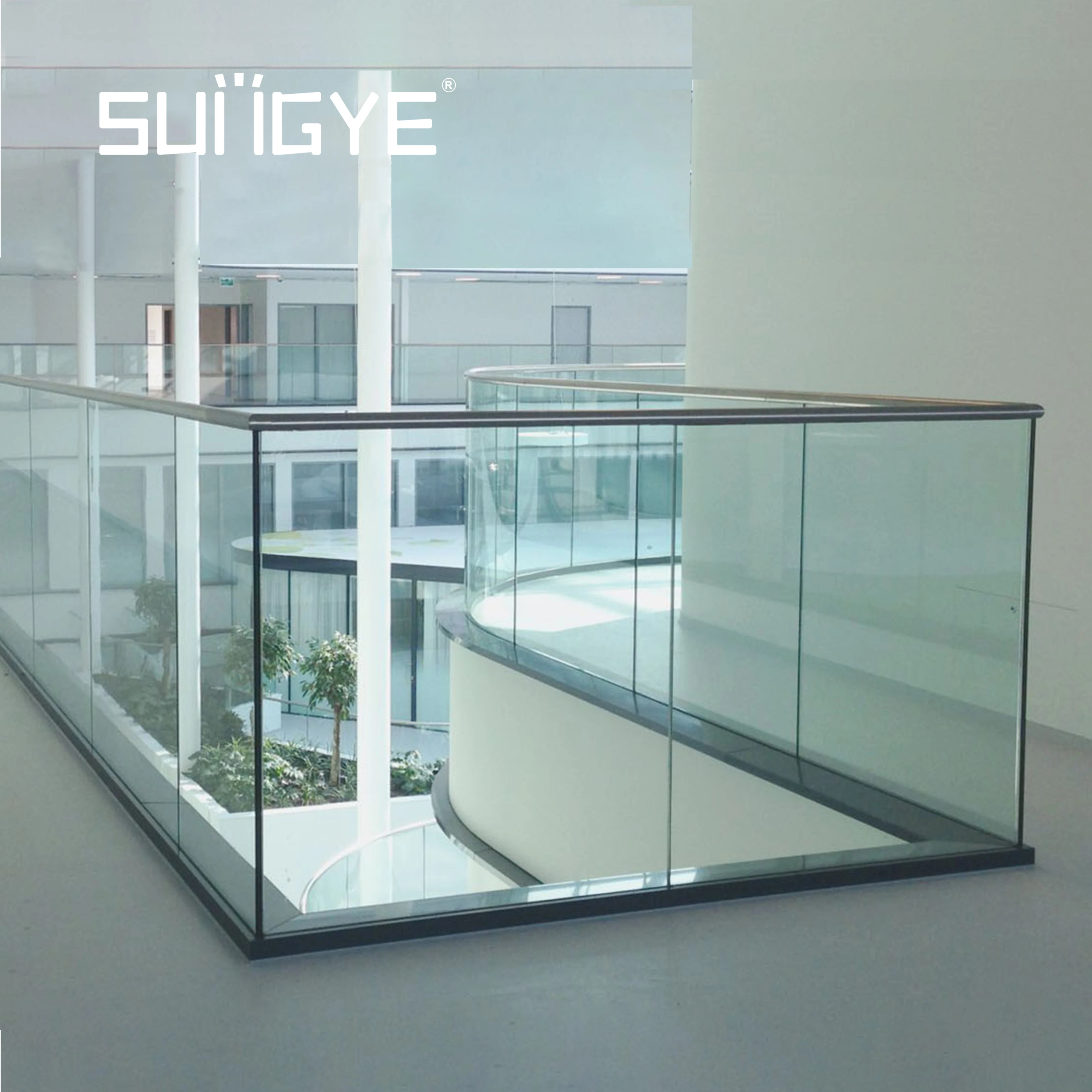 Glass fence steel outdoor balcony frameless glass railing tinted scenic smoked residential railless regal glass railings