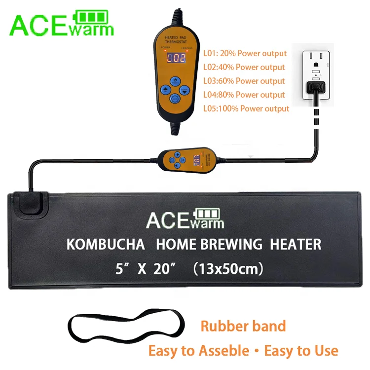 Kombucha brewing mat,beer brewing heat belt with THERMOSTAT, 5x20inch/13x20cm ,Direct sales from manufacturers