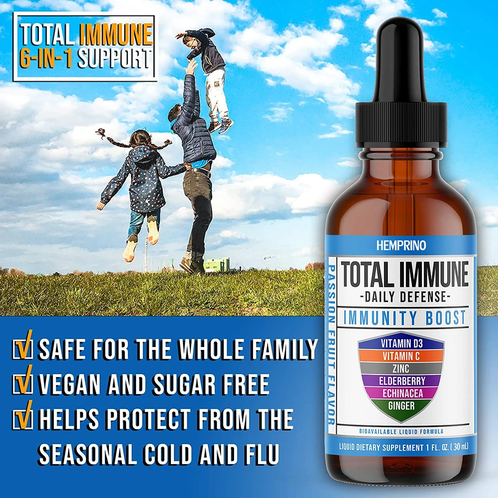 Support Immune Boost System Liquid Drops Tincture Edroplet With Vitamin D3 & C Elderberry Zinc Dietary Supplement