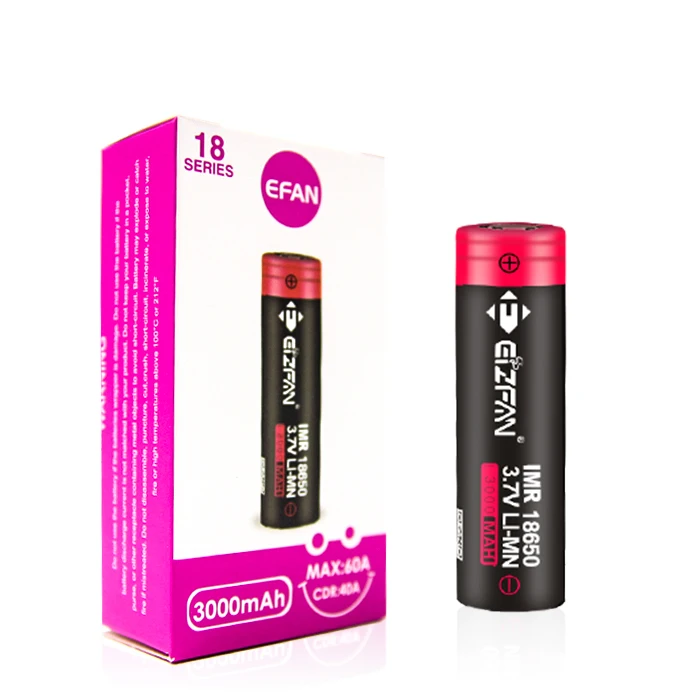Shenzhen Efan IMR 18650 3000mah 40/60A 3.7v LI-ION Rechargeable Flat Battery For E-bike Tesla