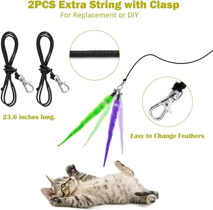 New Arrival Cat Wand Interactive Cat Toys Three-Section Retractable Cat-Teasing Stick 13-Piece Set