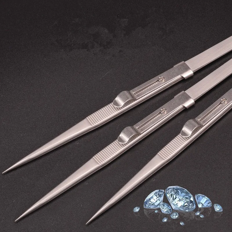 Stainless Steel Durable Adjustable Nail Tweezers Anti Slip Rhinestone Nail Sticker Pick up Nail Art Tweezers