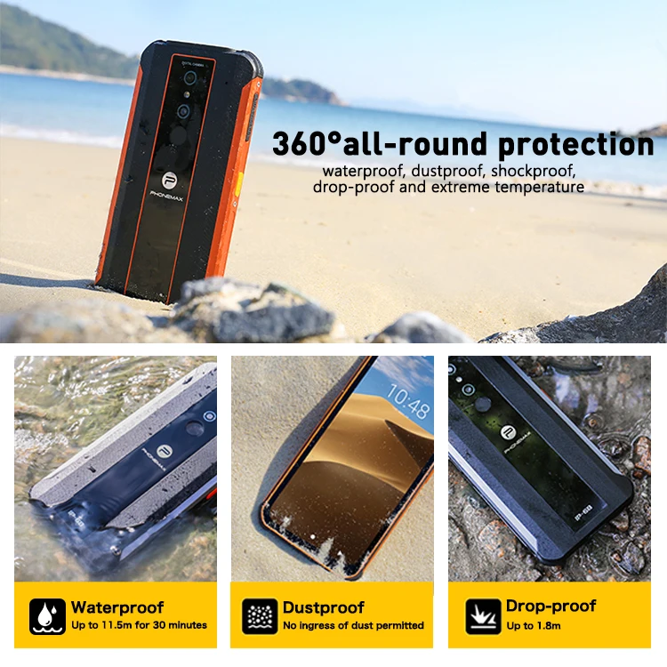 Phonemax Android NFC GPS fingerprint Dual-SIM 6.35inch smart industrial military ip68 outdoorA Atex explosion-proof rugged phone