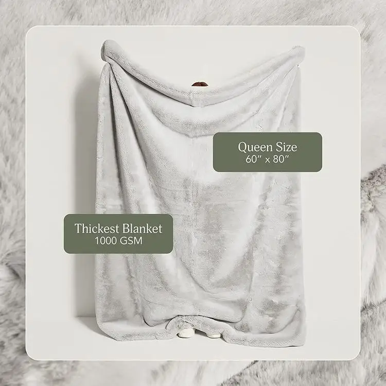 100% Polyester Faux Rabbit Fur Waterproof Blanket Faux Throw Blanket