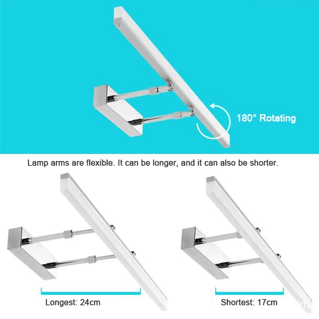 
Wall Mounted Dressing Lamp Makeup Lighting luz pared bano 9W 12W 14W Anti-fog LED Modern Bathroom Vanity Mirror Front Light Lamp 