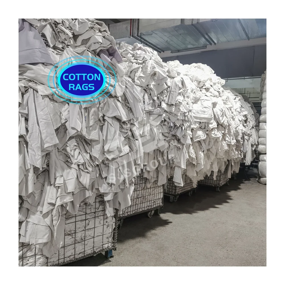Industrial Trapo Waste White Wiping Used Rags Cloth Cut Reused T-Shirtrags Wipers Industrial Cleaning Rags 10kg