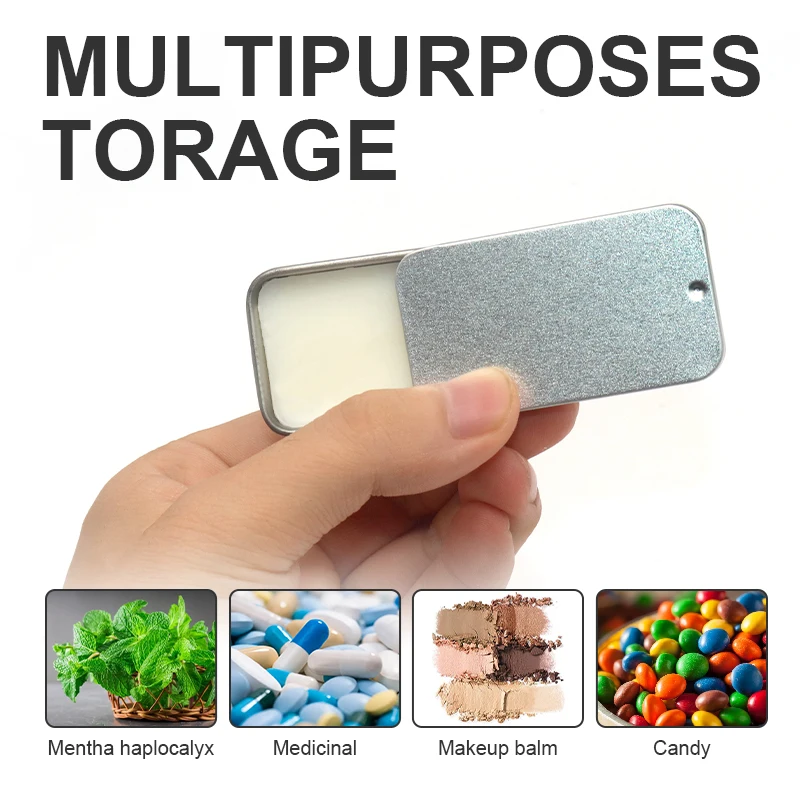 YEM Custom Small Rectangular Slide Top Metal Tin Box Solid Perfume Storage Slide Cover Lid Candy Mint Tin tin pre roll case