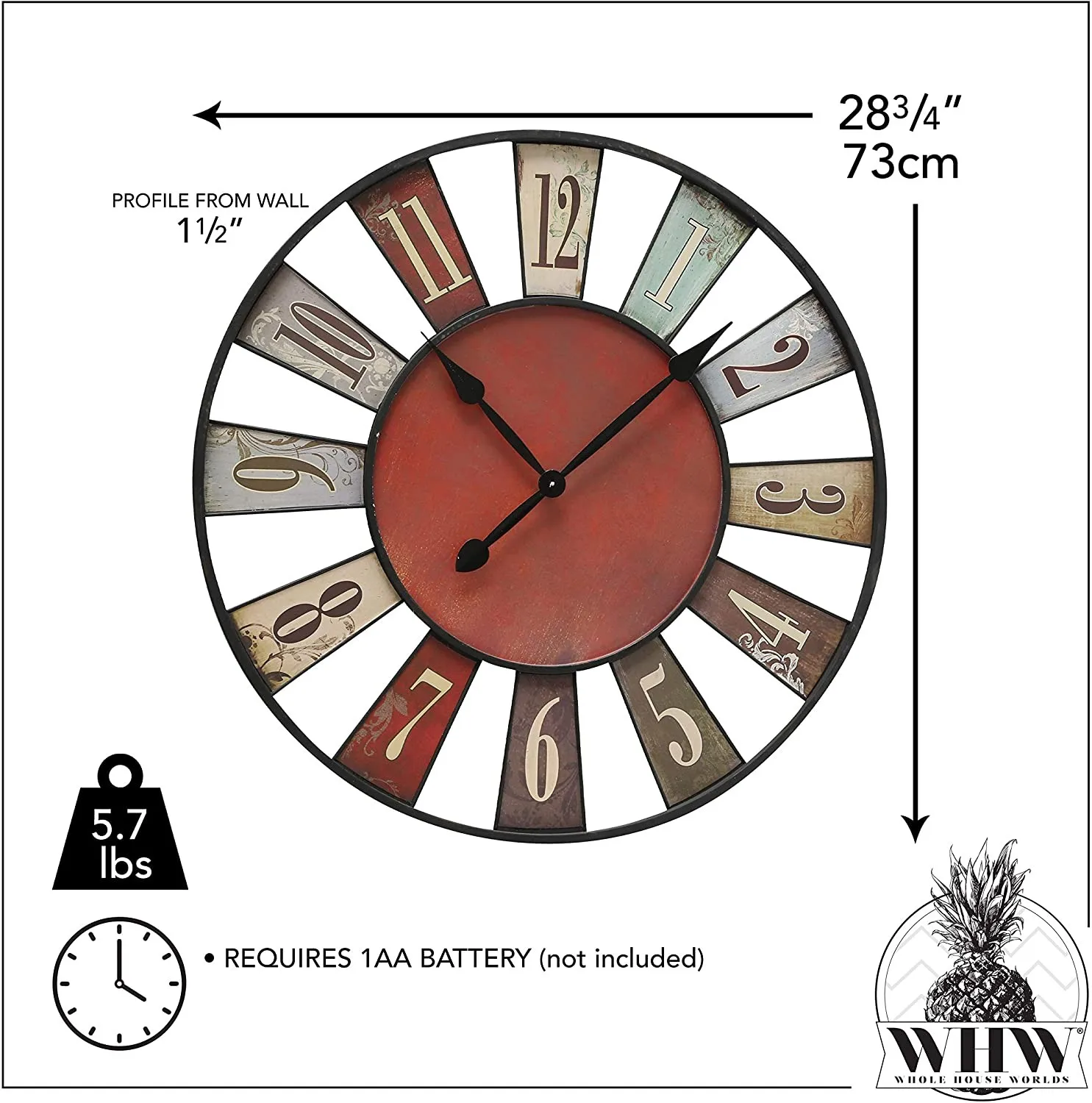 FREE SAMPLE Iconic Carnival game wheel clock antique old flower wall clock handmade retro shabby style
