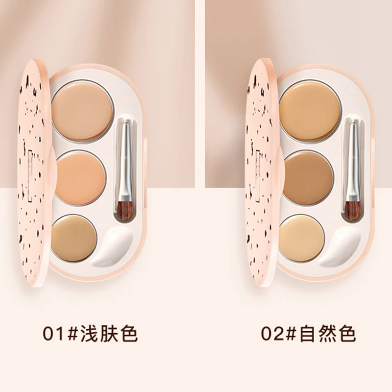 Private Label Custom Makeup Waterproof 3 Colors Organic Vegan Mini Brush Flat Dark Circle Matte Cream Glazzi Concealer Palette