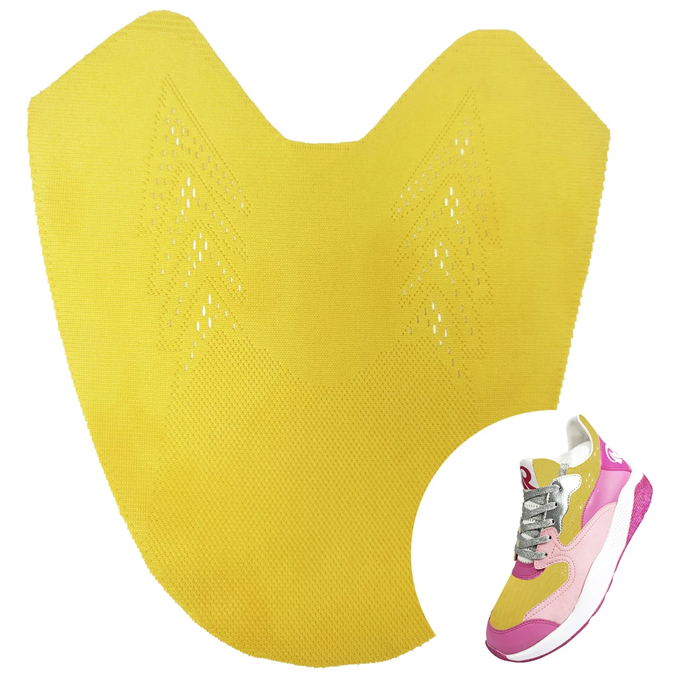 
jacquard weave Design Textile Cloth Material Four Dimension Elastic Breathable mesh Shoes Upper Vamp polyester custom yellow 