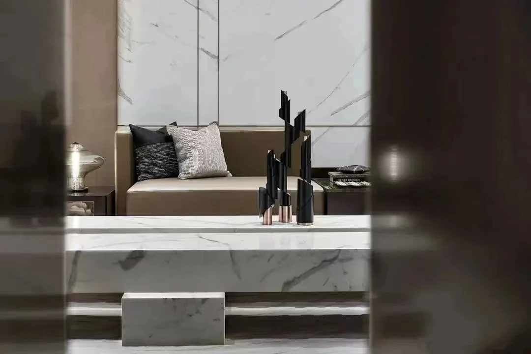 artificial stone faux Calacatta white marble quartz slabs for coffee table countertop