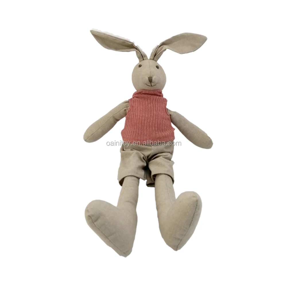 OAINI ODM OEM Wholesale High Quality Plush and Stuffed Bunny Toys Cotton Linen Animal Toys Custom Long Leg Easter Rabbit Toys