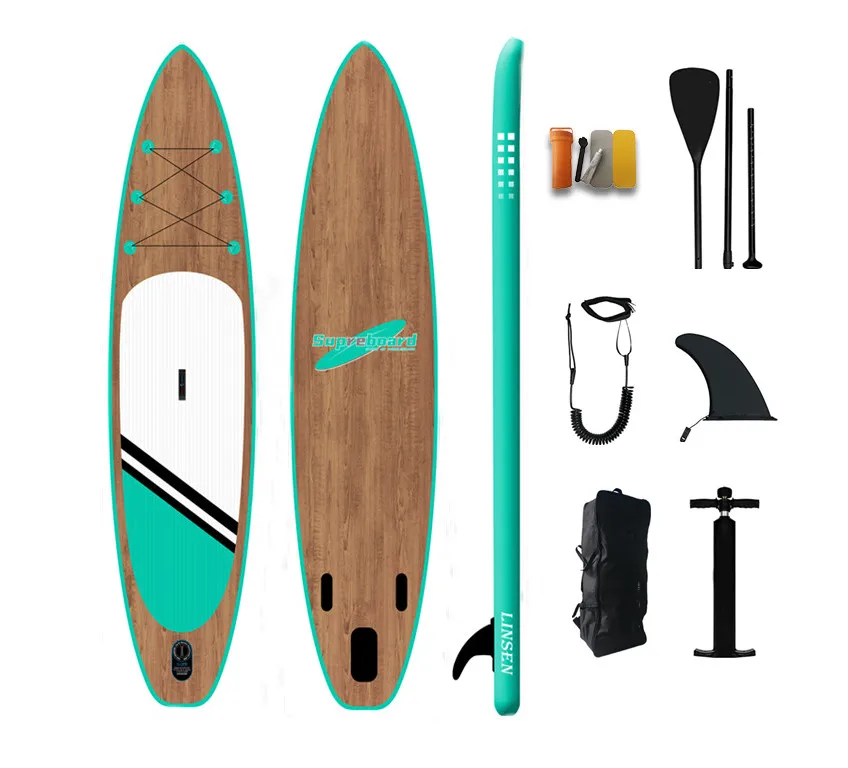 
2021 Best Selling Wood Grain SUP Board Inflatable Paddle Board Stand Up Paddleboard Surfboard With Premium Accessories 
