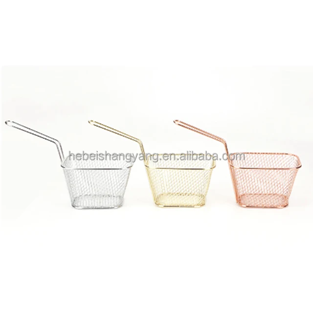Wholesale Mini Stainless Steel French Fries Serving Baskets Fries Cup French Fries Holder Basket