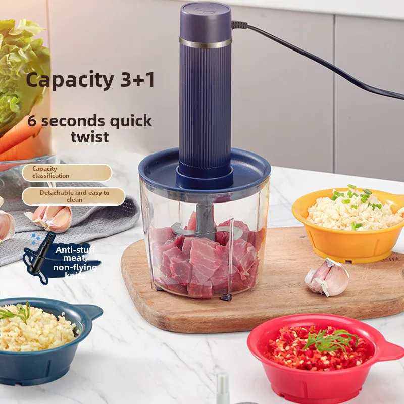 800ML with 3 100ml Bowl Meat Grinder , Household Seasoning Machine, Multifunctional Electric Small Mixer,multiple Bowls Blender