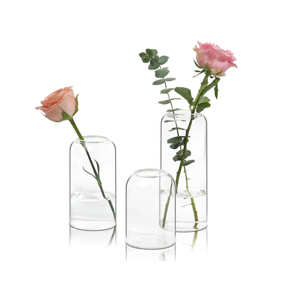 Bud Vases Glass Set Clear Small Serene Spaces Living Vase Centerpieces Home Decor Glass Vases Cylinder