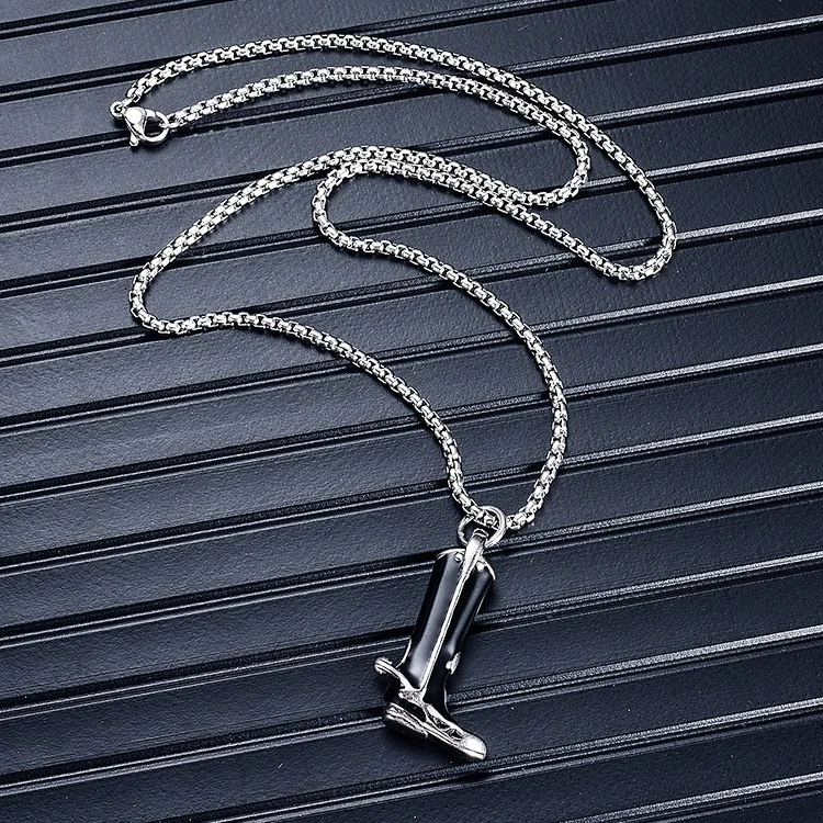 Fashion jewelry stainless steel cowboy boot pendant necklace