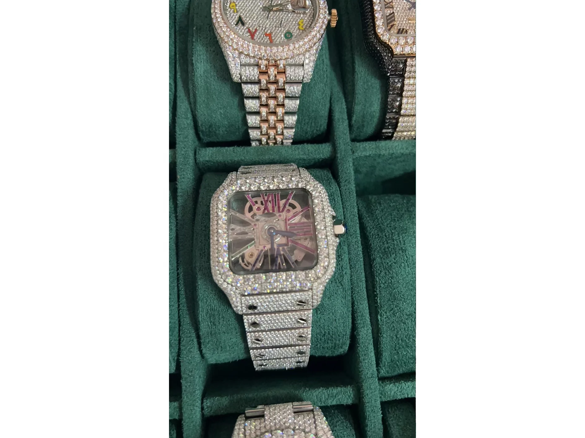 HOTSell Handmade Custom Pass Diamond Tester VVS Moissanite Diamond Inlay Jewelry Modification Iced Out Luxury Watch