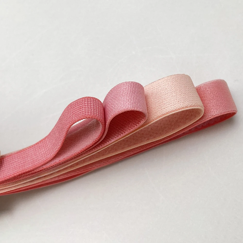 Factory custom solid color woven soft polyester webbing spandex jacquard elastic band for bra straps