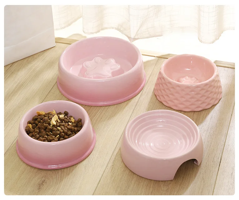 Factory Direct Sale Pink Cute Sublimation Travel Dog Bowl Pet Accessories Cat Water Bowl Feeding Ceramic Pet Bowl