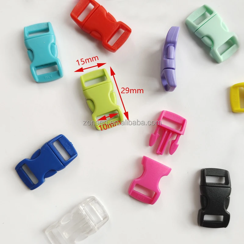 KAM 10mm Colored Plastic Quick Release Buckle Curved DIY Mini Buckle For Bracelet Dog Collar Paracord