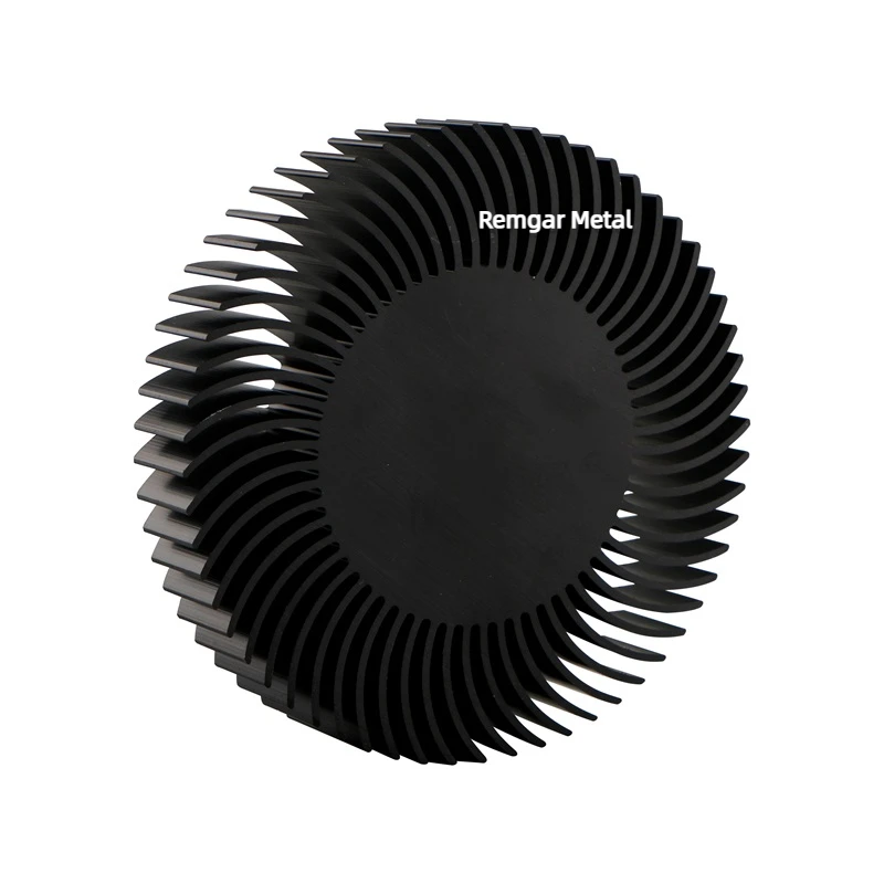 black anodized round cnc milling turning extrusion heatsink profile extruded high power led light aluminum circular heat sink