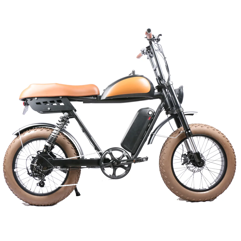 2022 retro motorcycle style ebike fat tire full suspension 48v 52v 1000w 2000w electric bike