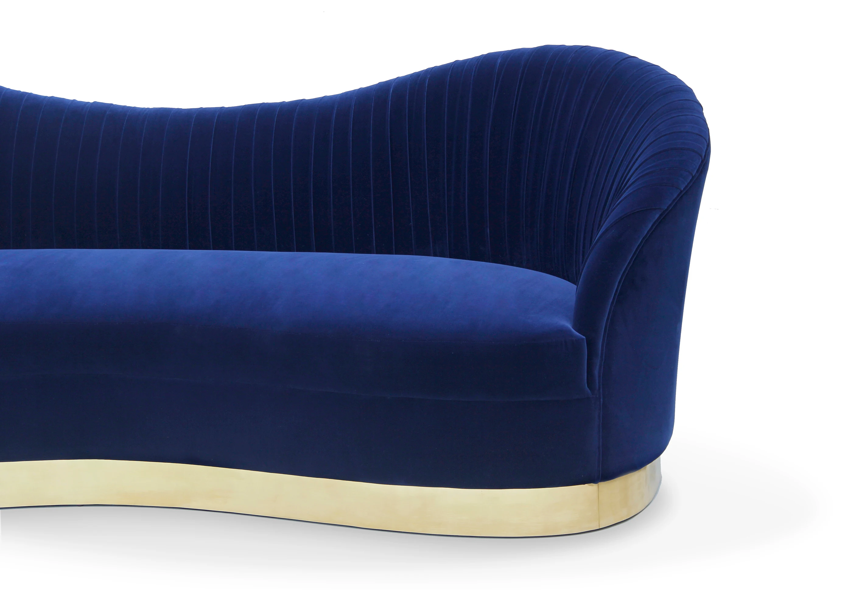 Italy Living Room Furniture Ruffled Navy Blue Velvet Sofa Couch 3 Seater Fabric Sofa Lovely Heart-shaped Sectional Sofa Set