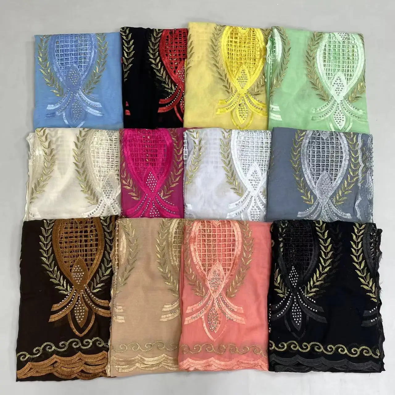 SE-558 Scarf Hijab Voile Hijab Embroidery Lace Luxury Excellent Quality Cotton Rhinestone Muslim Women Hijab muslim veil