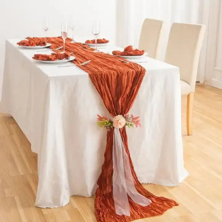 Elegant Durable Cotton Table Flag Cheesecloth Runner Printed Gauze for Wedding or Home Decor Woven Technique Used in Hotels