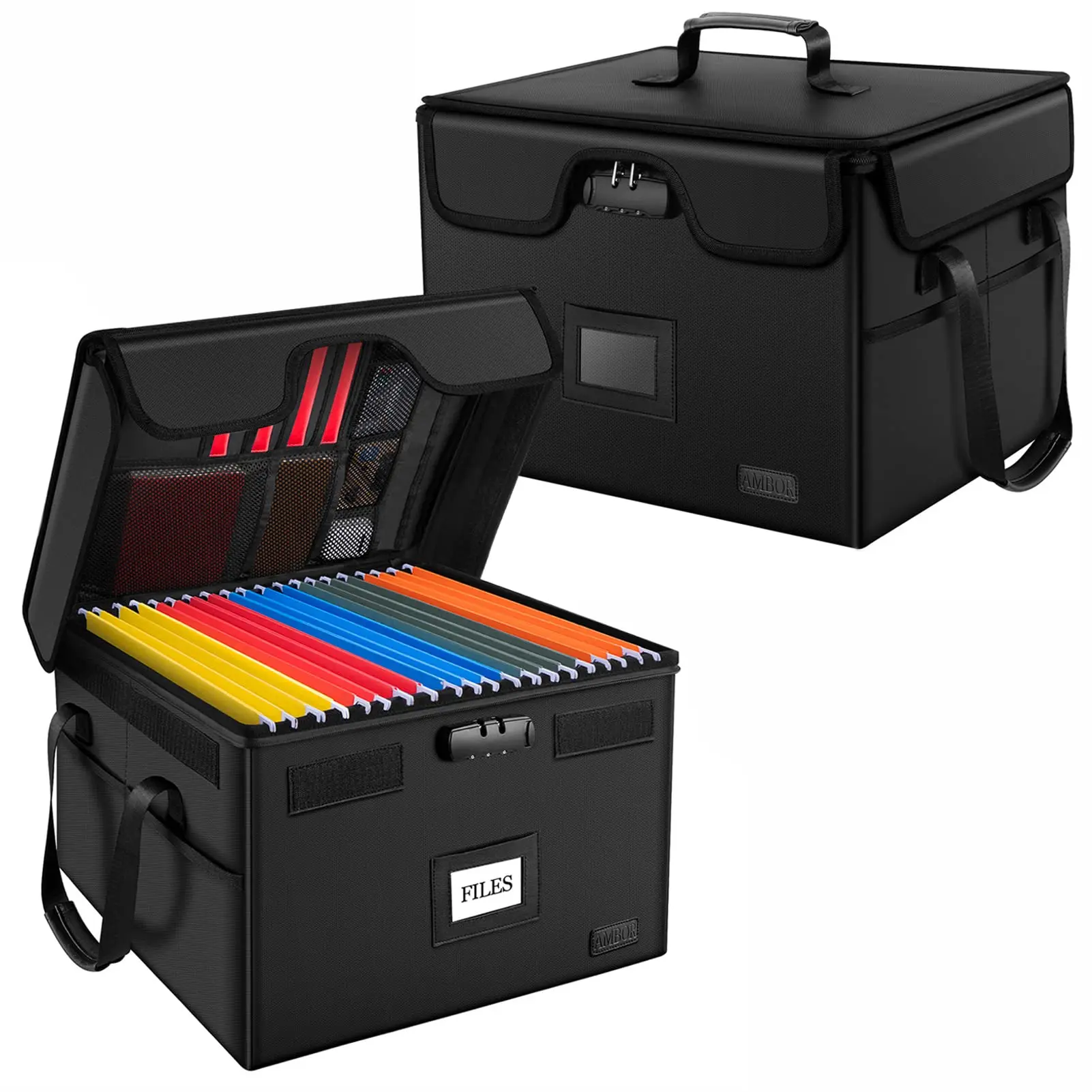 File Box with Lock Document Box Legal Size Folder/Certifications/Books/Toys Storage Black File Organizer