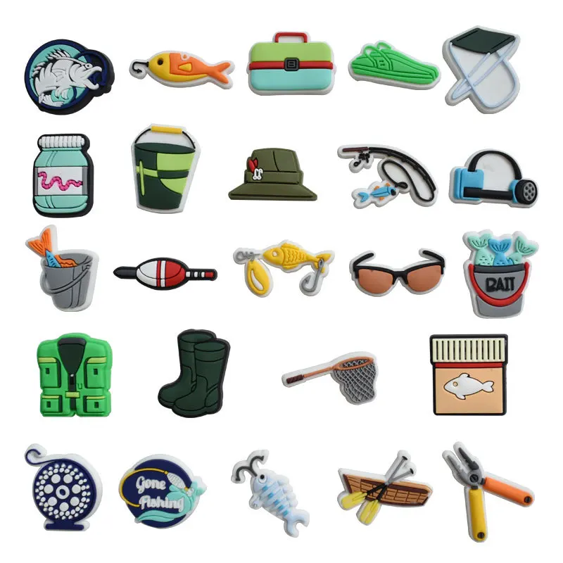 wholesale PVC accessories charms decorations popular Fishing tools shoe lace charms accessories design charms your own logo