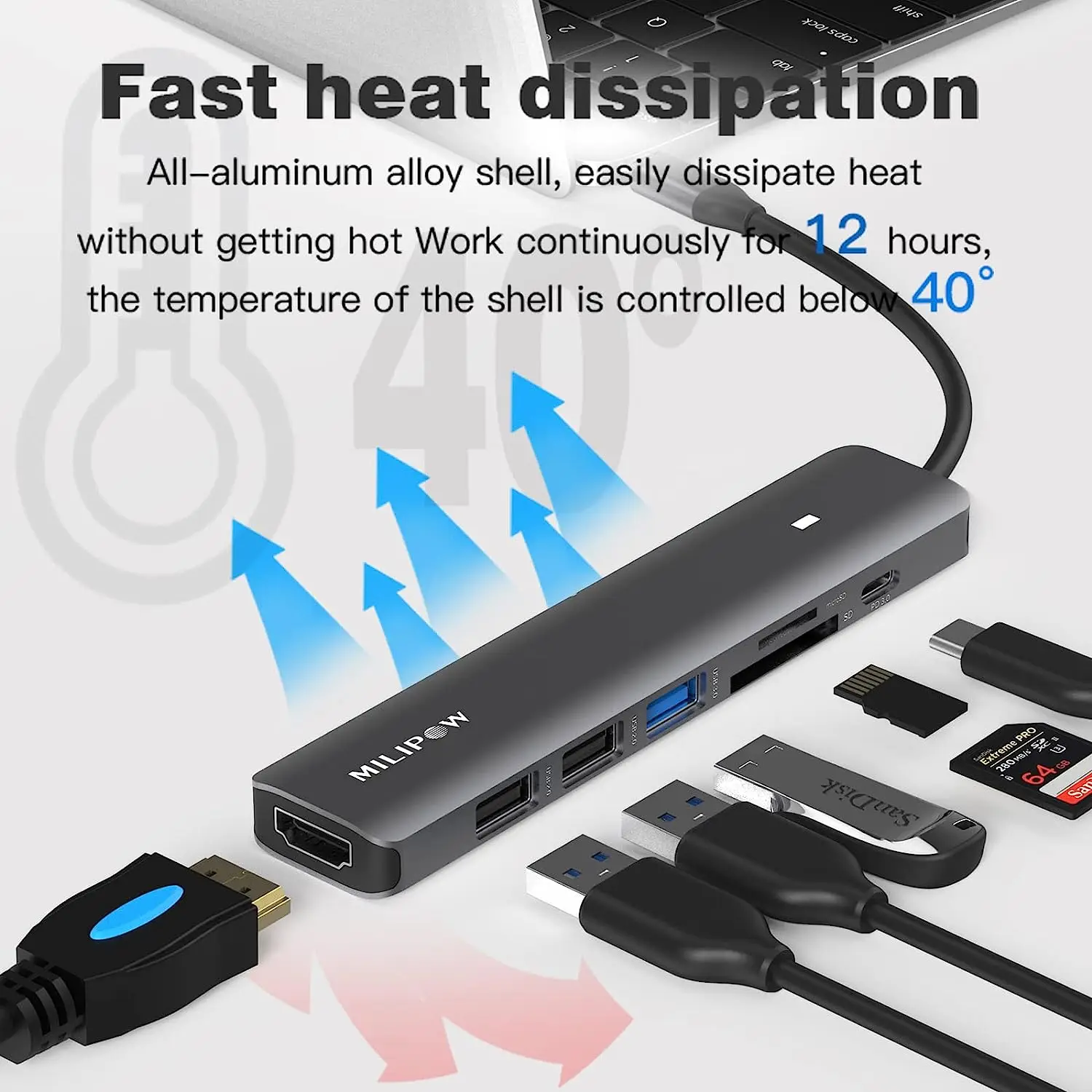 Laptop docking station  7 in 1 dock dual usb hub type c hubs usb type c hub  For Mobile Phone Laptop and  more