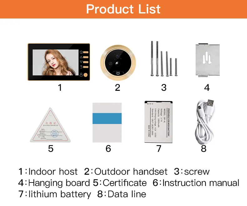 Factory Direct 4.3inch IPS Screen Door Peephole Viewer Anti-Burglar Home Security System Camera Peephole