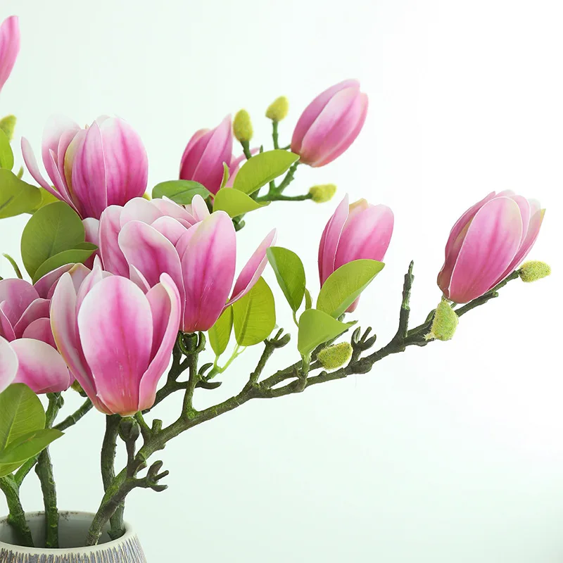 Competitive price white magnolia 69 cm bunch trees christmas stems silk flowers artificial for wedding home decoration