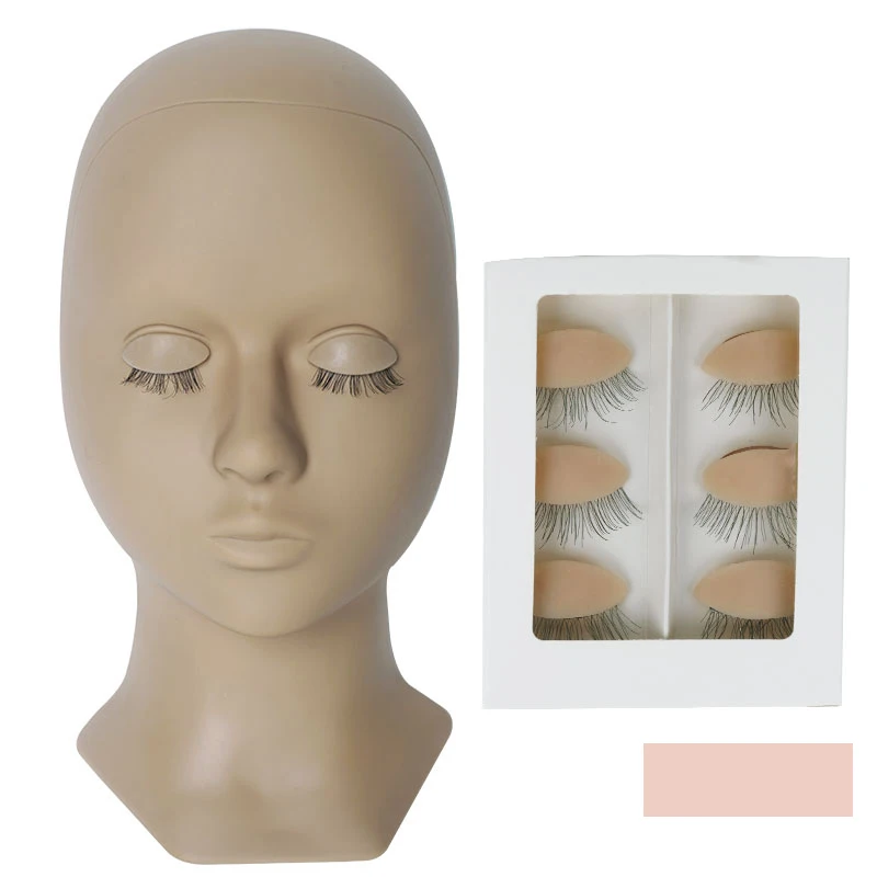 Eyelash Extension Practice Training Mannequin head Silicone Removable Eyelids White Black Brown 3 layers Lash Mannequin Head
