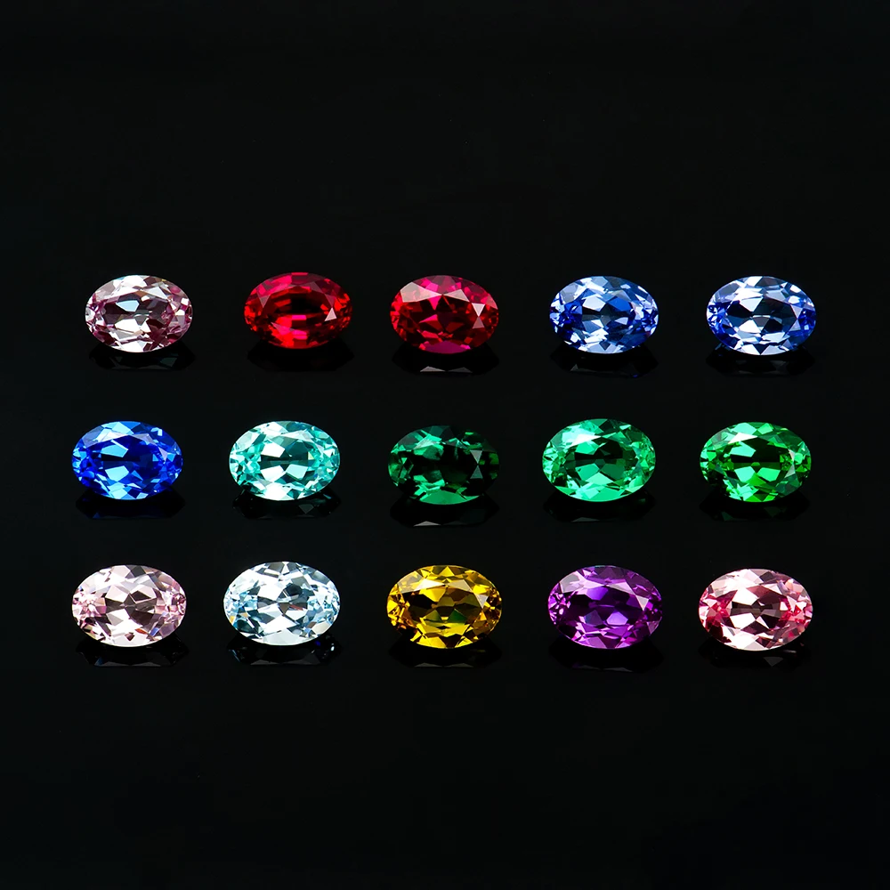 Wholesale Synthetic Colorful Loose Stones Lab Grown Gemstones Ruby Sapphire Emerald Collection for Jewelry Making