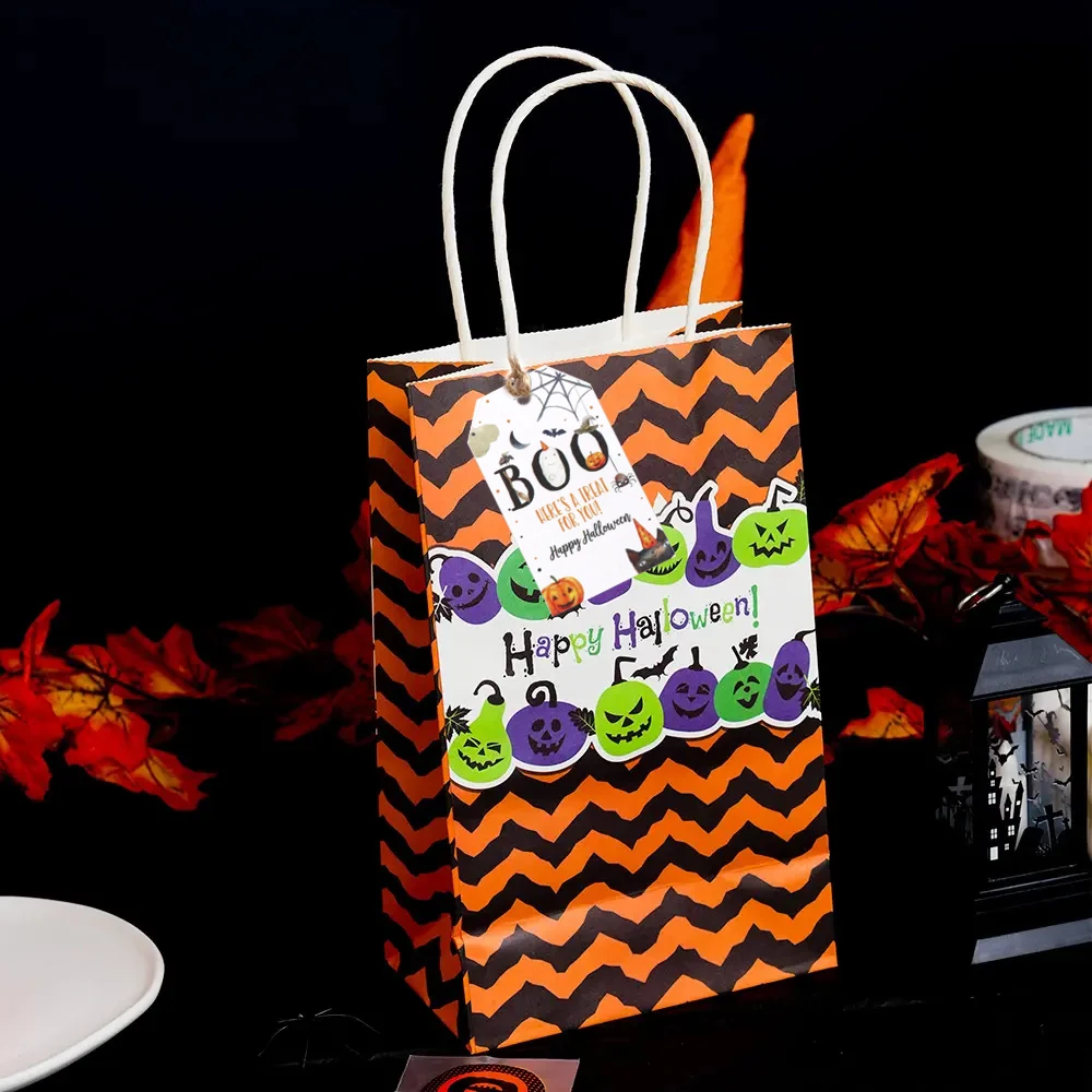 Customized MD137 set of  3inches Halloween Gift Customized Tags with String UV Printed Boo Paper Tag Card Labels for Home Party Deco