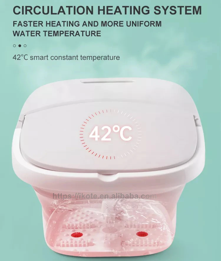 OEM & ODM Smart Portable Electric Foot Spa Vibrating Water Massager with Red Light Heating Foldable Foot Bath